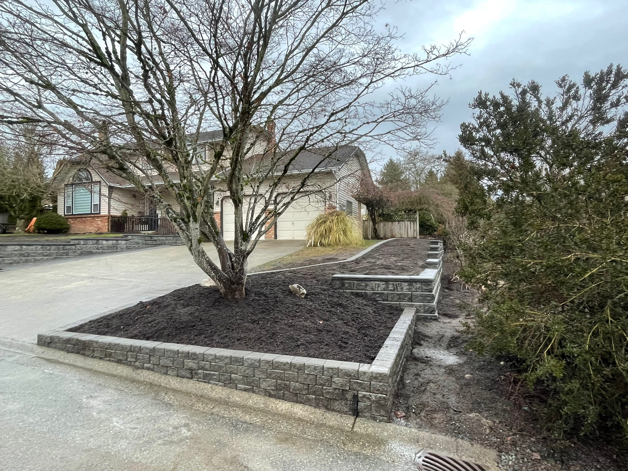 Atkinson landscaping surrey landscaping project front wall complete