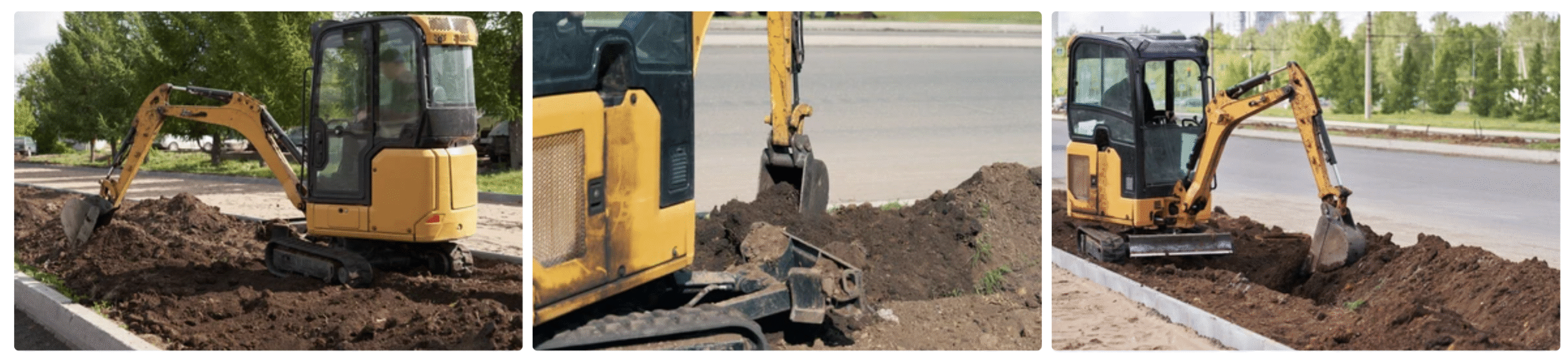 Atkinson Landscaping Excavation Service mini excavator excavating a lawn area